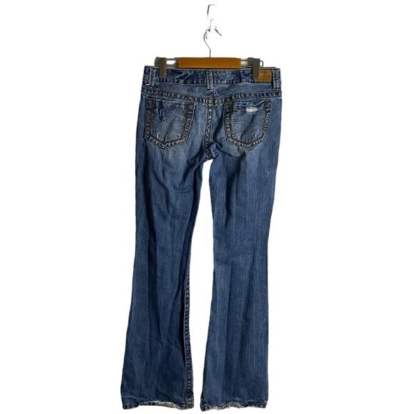 Aeropostale Women's Hailey Medium Indigo Distressed Bootcut Denim Jeans - Picture 6 of 7